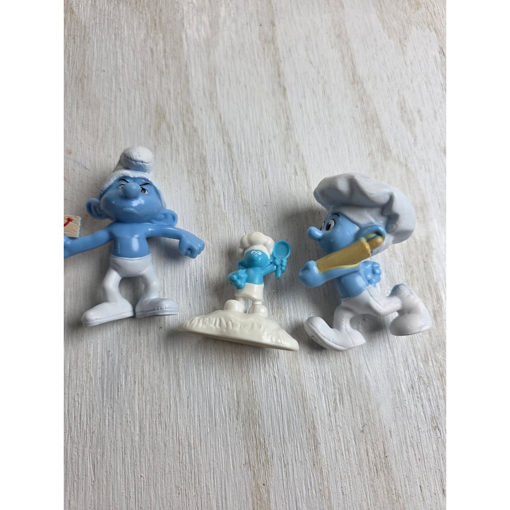 Vintage‎ Smurfs PVC Figures Lot Grouchy Baker Chef McDonald's Toys Blue White